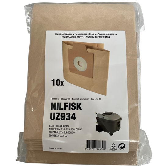 Støvsugerposer Nilfisk UZ934, 10 stk. Kun 99,81 KØB billig